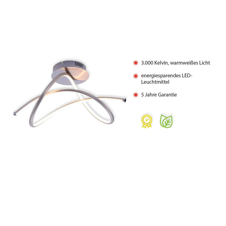 LED-Deckenleuchte Violetta, geschwungen, stahl