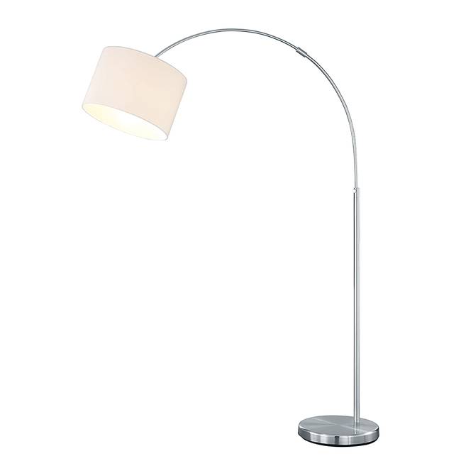 Bogenleuchte Ø 30cm Weiß/Silber Metall, Webstoff E27