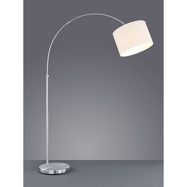 Bogenleuchte Ø 30cm Weiß/Silber Metall, Webstoff E27