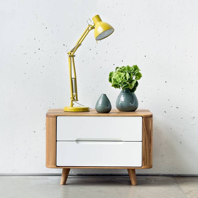 Nachtkommode I 60 x 40 x 42cm Braun/Weiß/Weiß