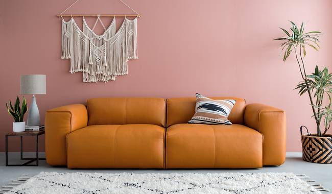 3-Sitzer Sofa Braun Echtleder Neka 251 x 71 x 102cm Modern