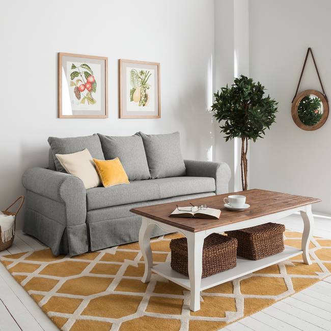Schlafsofa Larmond Grau/Platin Webstoff Polia 205cm Landhaus