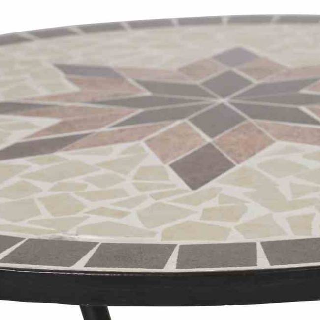 Gartentisch Gestell: Eisen Tischplatte: Keramikmoasik 71cm Schwarz Eisen/Keramik - Schwarz/Mosaik - Durchmesser: 60 cm