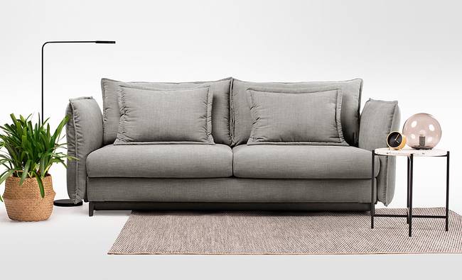 Schlafsofa Carrboro Grau/Grau Webstoff Bogna 256 x 101 x 115cm Modern