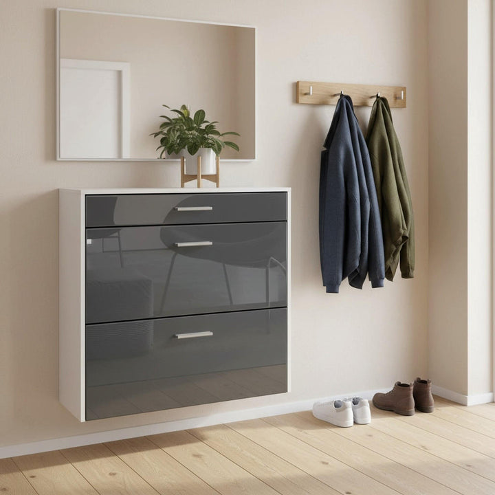 InnoFurn Hängender-Schuhschrank, Grau, Holzwerkstoff, 8