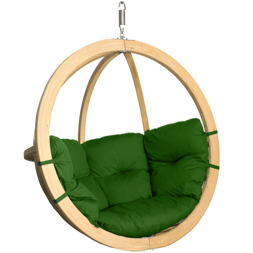 Konsimo® Hängesessel, Grün, Holz, Textil, Rund, 120x82x
