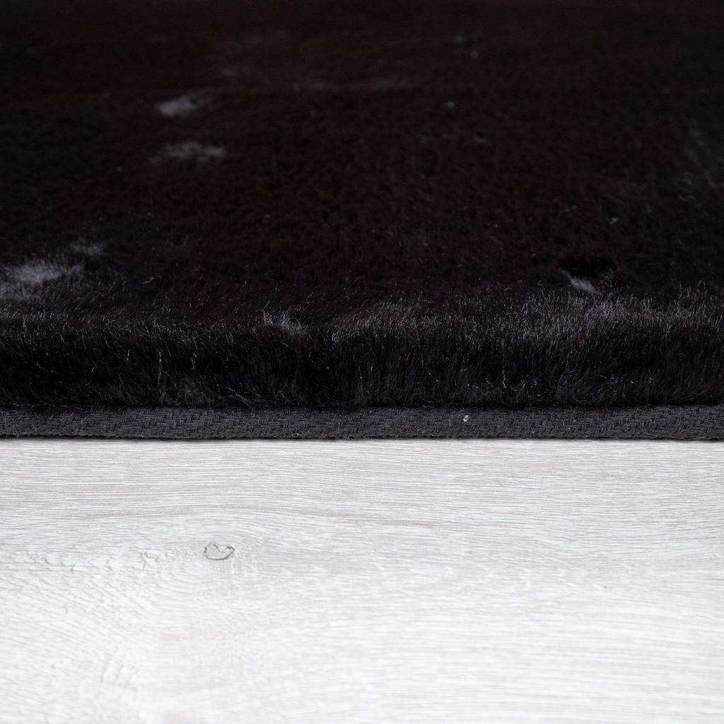 Paco Home Hochflorteppich, Schwarz, Textil, Rechteckig,