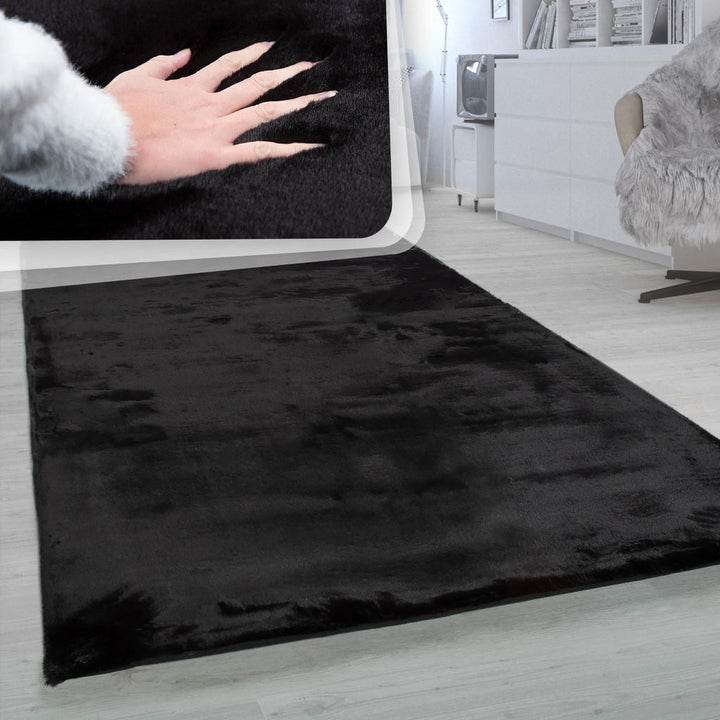 Paco Home Hochflorteppich, Schwarz, Textil, Rechteckig,