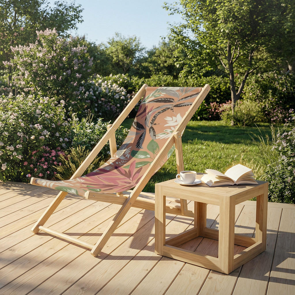 ECD-Germany Liegestuhl, Braun, Holz, 57.5x83x100 cm, Ga