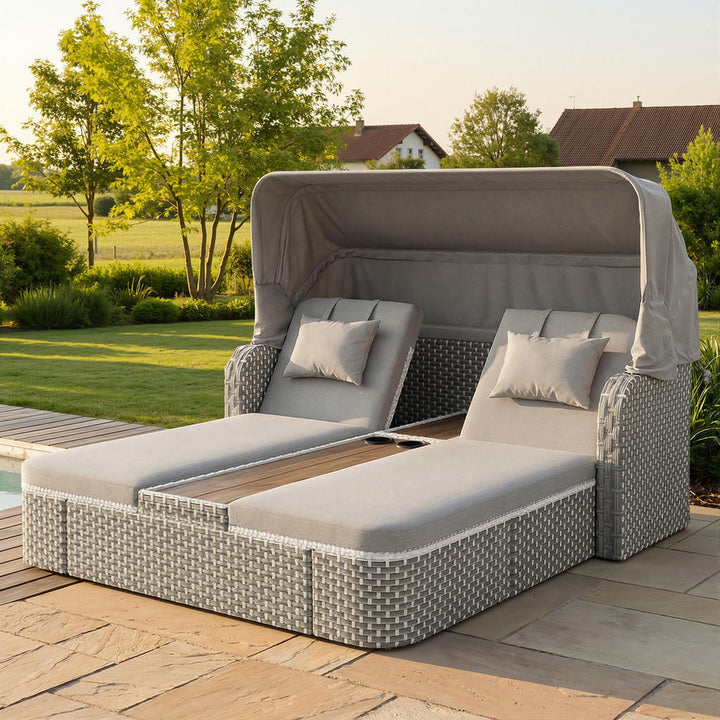 Flieks Loungeset, Grau, Textil, 160x137x192 cm, Gartenm