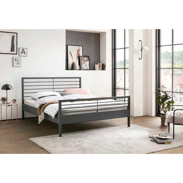 BED BOX Metallbett, Schwarz, Metall, 140x210 cm, Schlaf