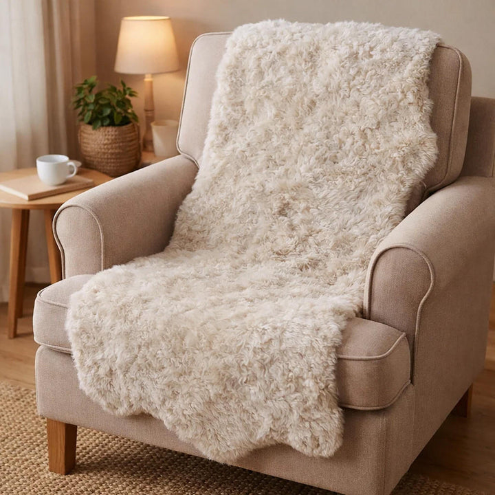 Provellus Schaffell, Creme, Beige, Fell, 30x55 cm, Tepp