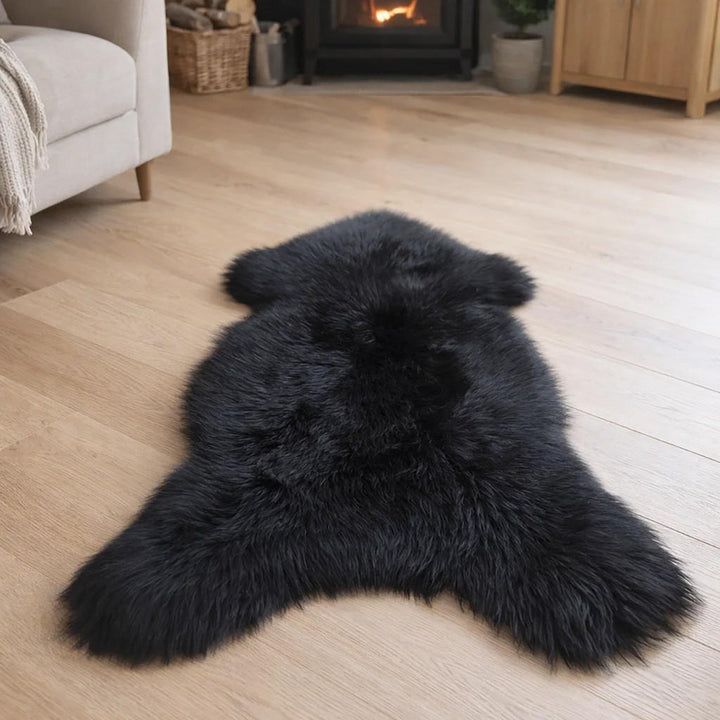 Provellus Schaffell, Schwarz, Fell, 75x135 cm, Teppiche
