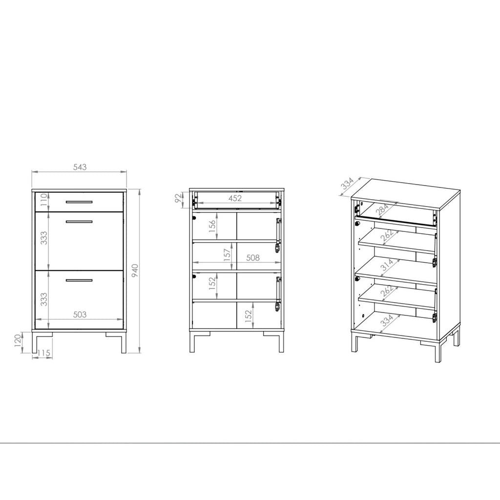 Furnlux Schuhschrank, Beige, Holzwerkstoff, 55x94x34 cm