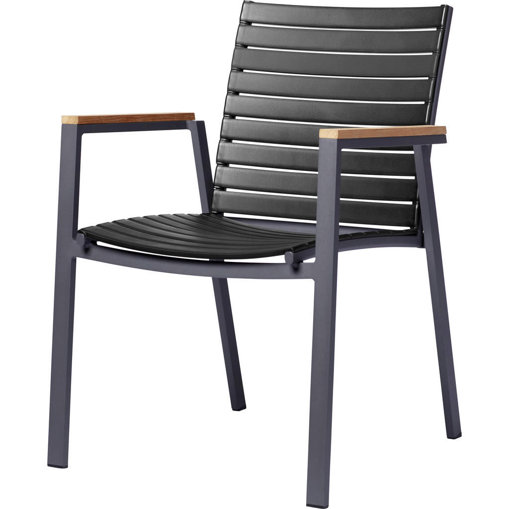Gardenson Stapelstuhl, Anthrazit, Schwarz, Teak, Kunsts