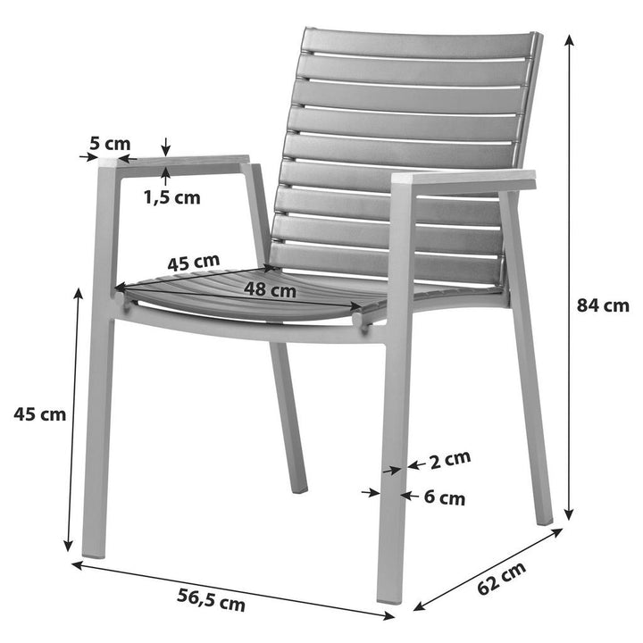 Gardenson Stapelstuhl, Anthrazit, Schwarz, Teak, Kunsts
