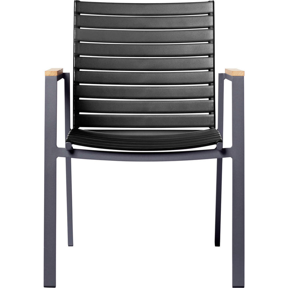 Gardenson Stapelstuhl, Anthrazit, Schwarz, Teak, Kunsts