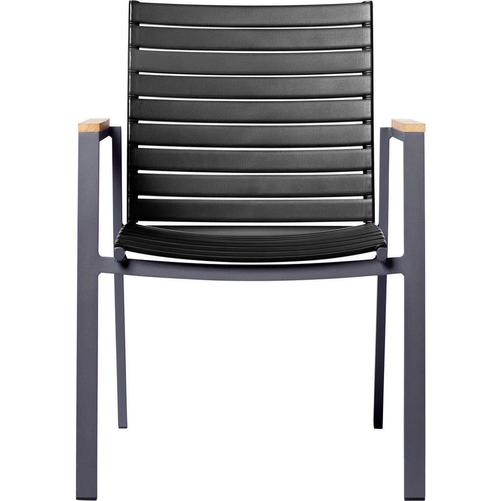 Gardenson Stapelstuhl, Anthrazit, Schwarz, Teak, Kunsts