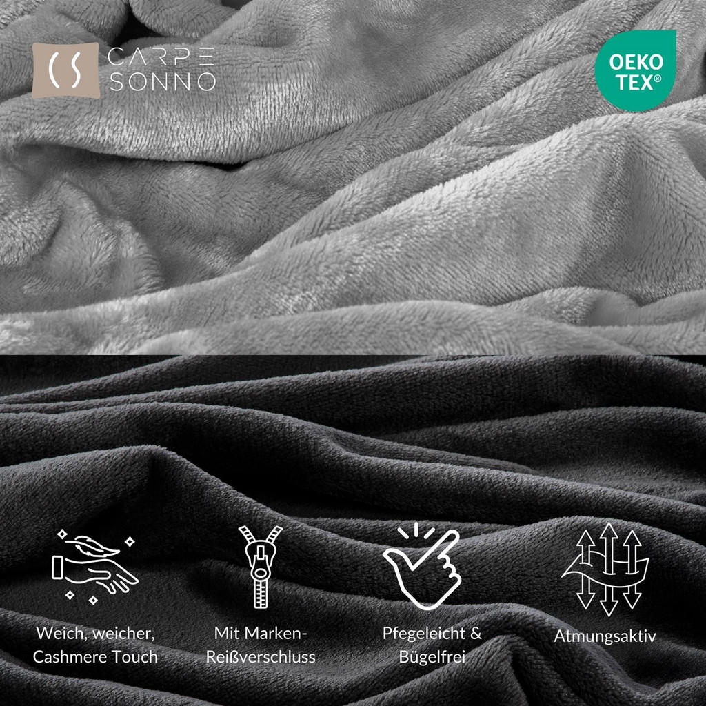 Carpe Sonno Winter-Bettwäsche, Schwarz, Textil, Uni, 15